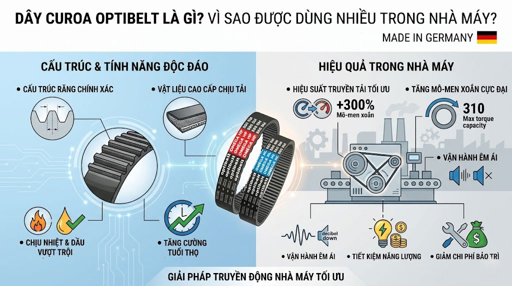 Dây Curoa Optibelt Là Gì? Vì Sao Được Dùng Nhiều Trong Nhà Máy?