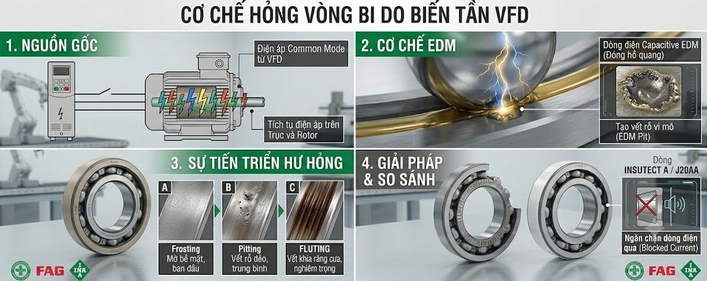 Biến Tần (VFD) Làm Hỏng Vòng Bi Như Thế Nào?