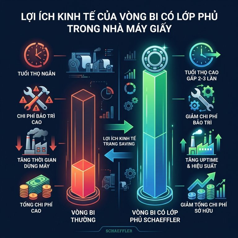 Lợi ích kinh tế khi sử dụng vòng bi có lớp phủ Schaeffler trong nhà máy giấy
