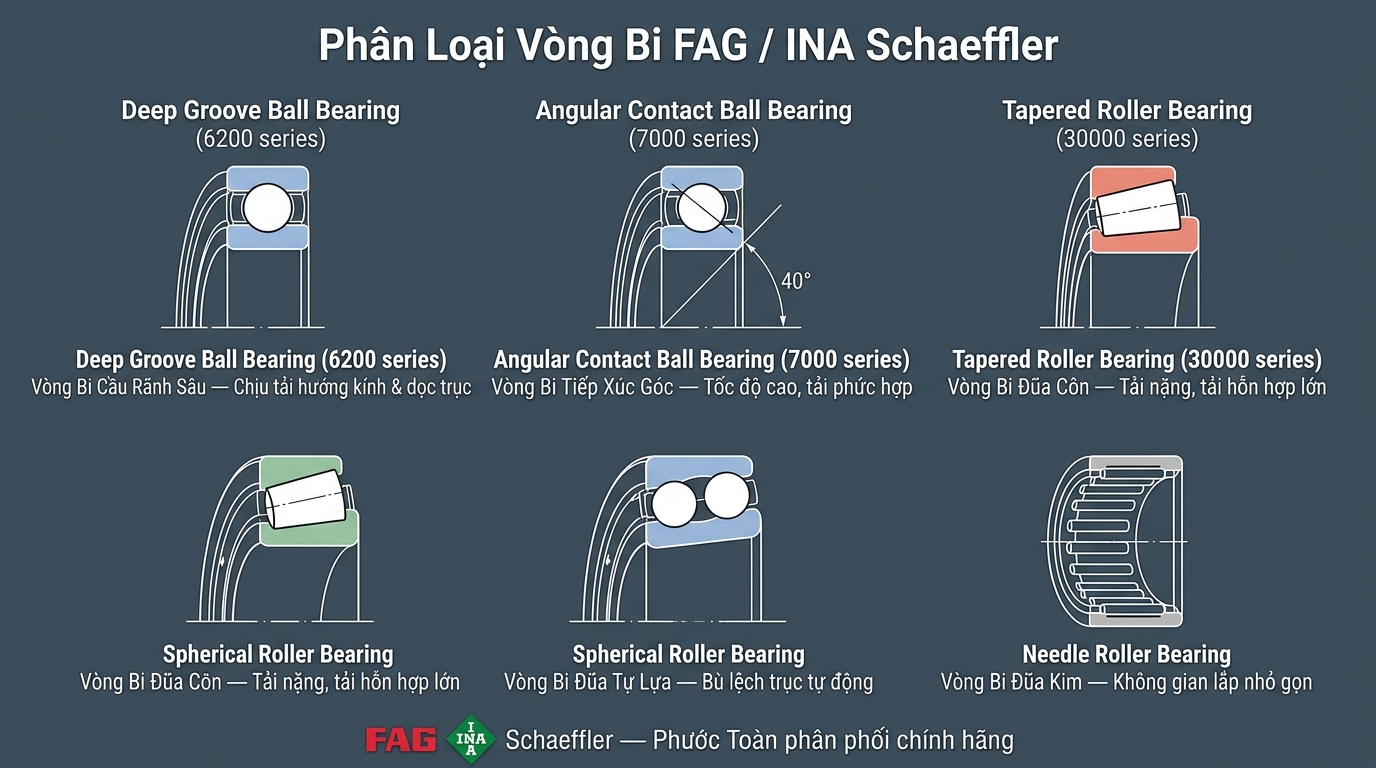 Phân loại các nhóm vòng bi FAG INA Schaeffler chính hãng