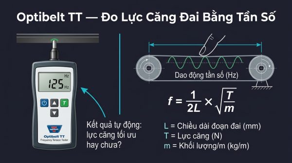 Optibelt TT — Nguyên lý đo lực căng đai bằng tần số dao động